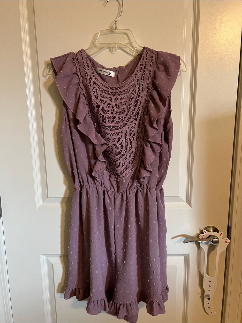 Mauve Crochet Ruffle Romper